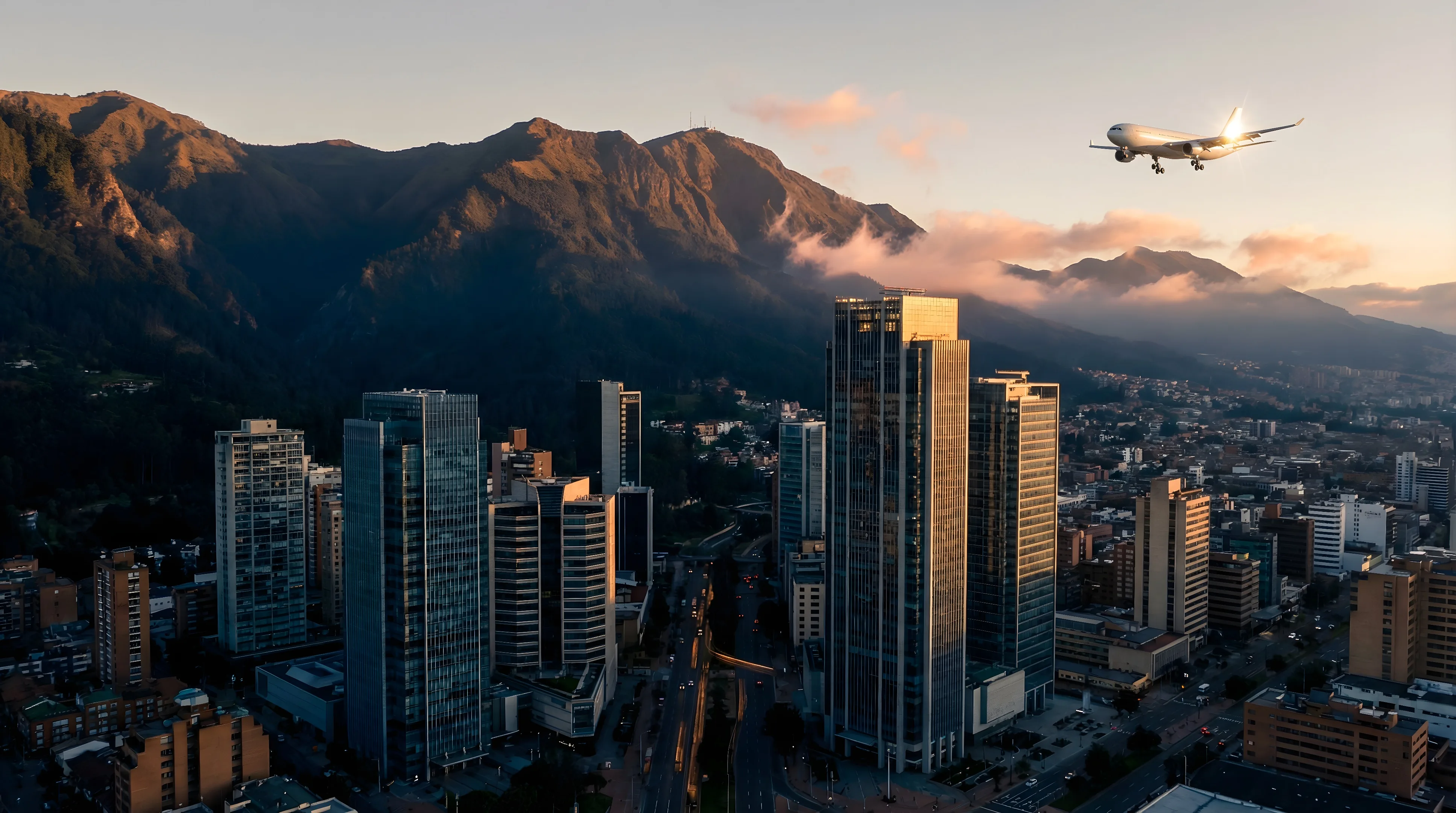 Bogotá aerial at dawn