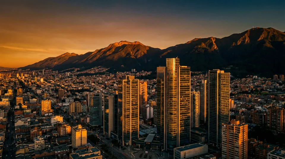 Bogotá skyline at golden hour